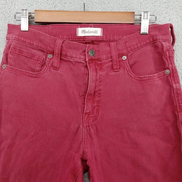 Madewell Jeans Womens 30 Red Maroon 9" High Riser Super Skinny Denim Barbiecore - Picture 2 of 9